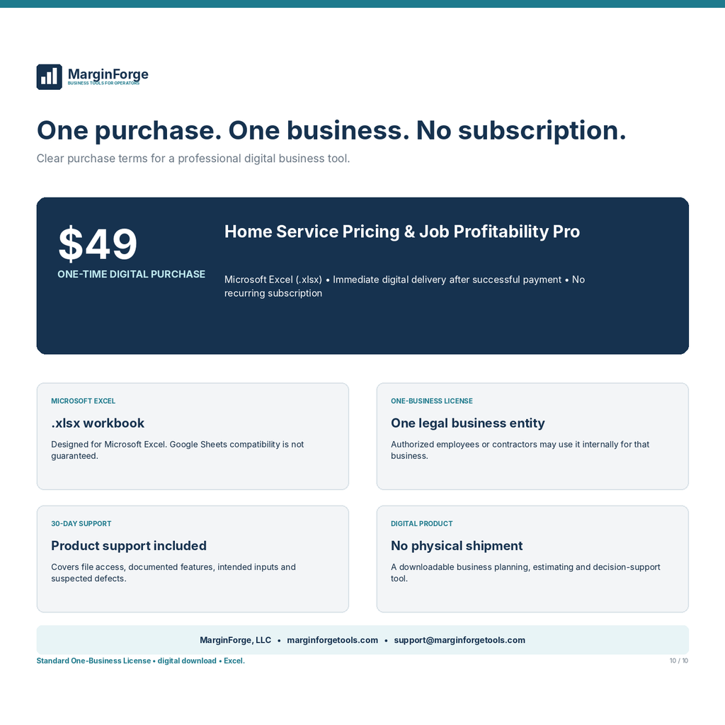 Home Service Pricing & Job Profitability Pro